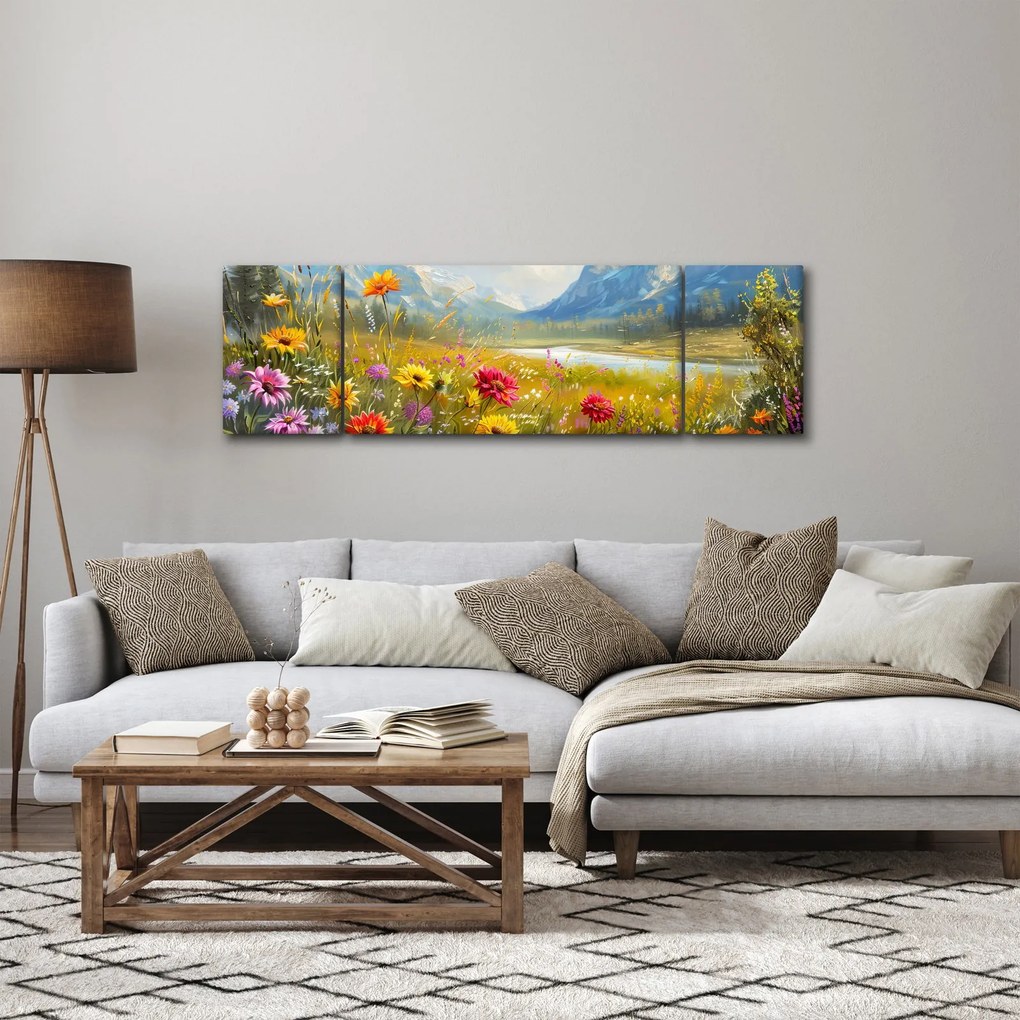 Obraz - Malowany krajobraz (170x50 cm)