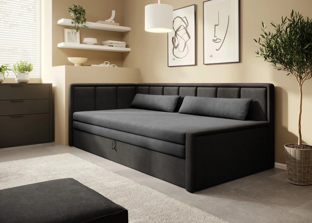 Sofa rozkładana z funkcją spania FULGEO czarna/szara lewa ELTAP