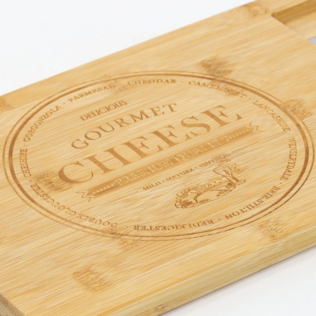 Bambusowa deska do serów i przekąsek + 3 noże