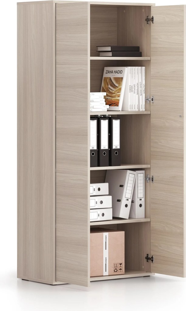 Szafa biurowa BLOCK, 2 drzwi, 800 × 400 × 1748 mm, dąb naturalny