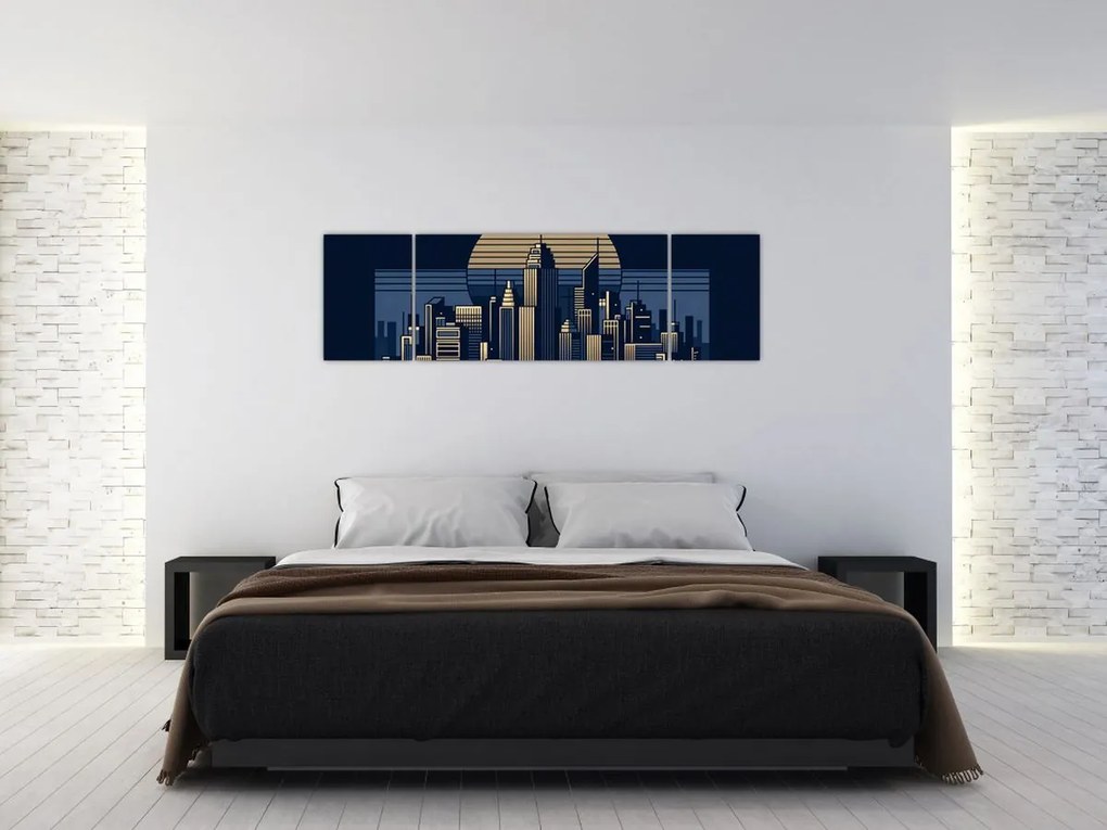 Obraz – Geometryczne miasto (170x50 cm)