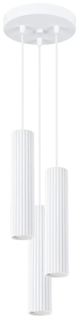 Lampa wisząca KARBON 3P biała ryflowana SOLLUX  LIGHTING