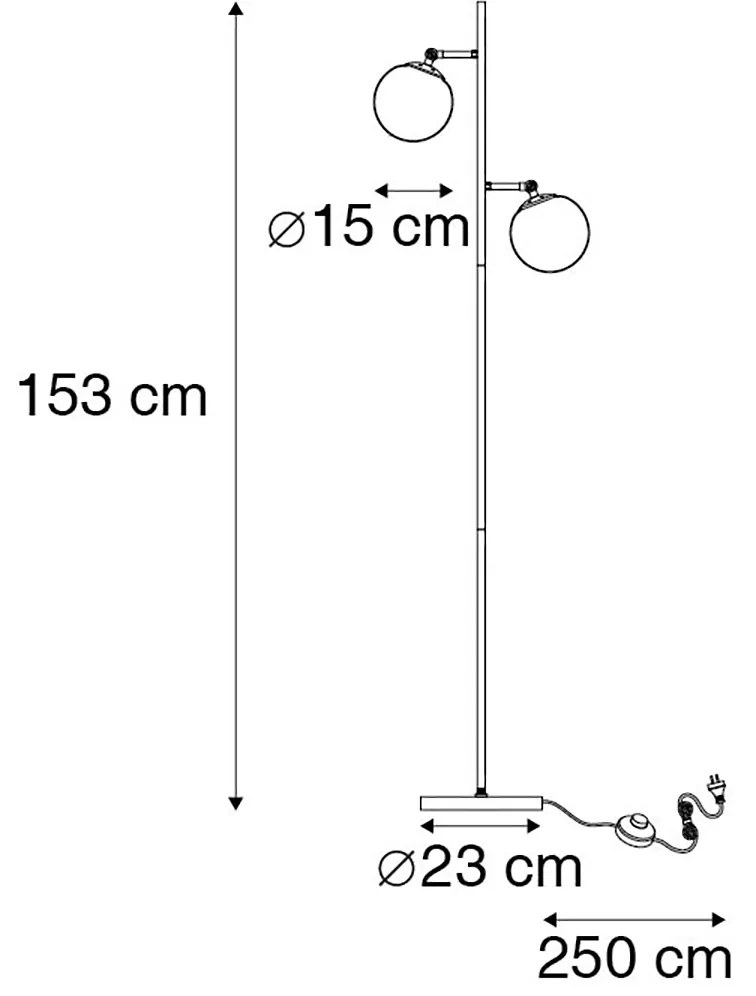 Inteligentna lampa stojąca złota z matowym szkłem w komplecie 2 Wi-Fi P45 - Pallon ArtDeco Oswietlenie wewnetrzne