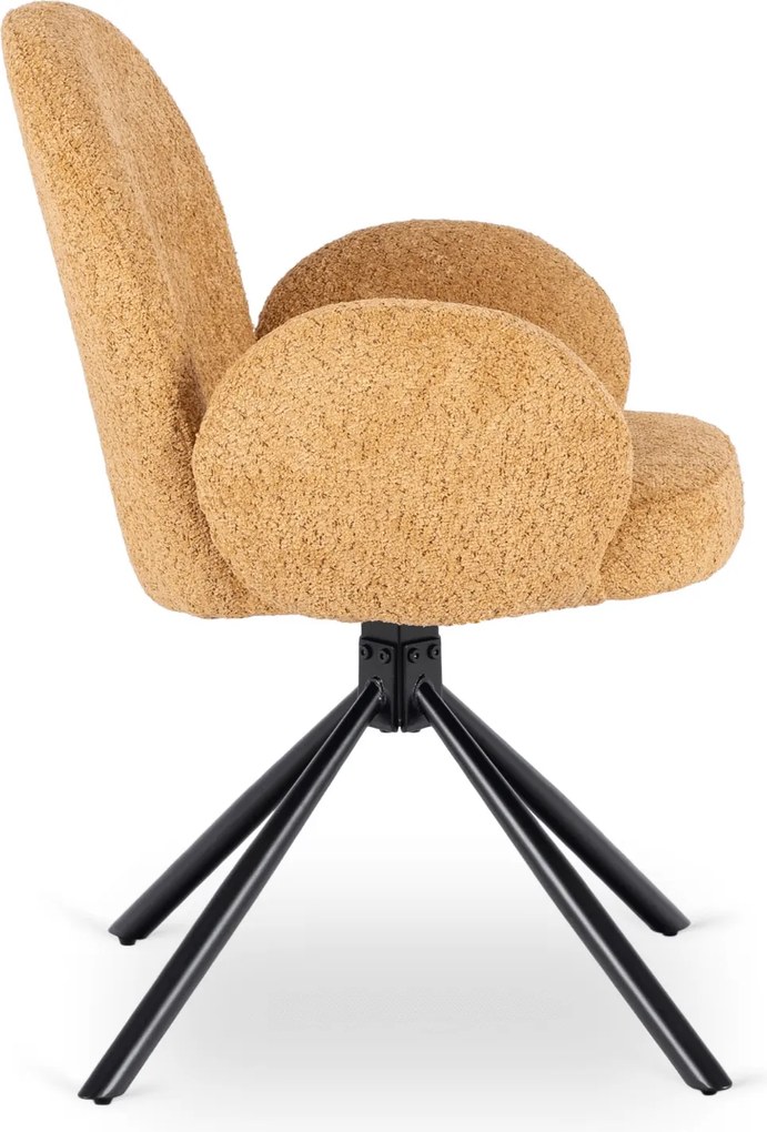 Krzesło Tapicerowane Obrotowe do Salonu MUSSO Musztardowe Nowoczesne