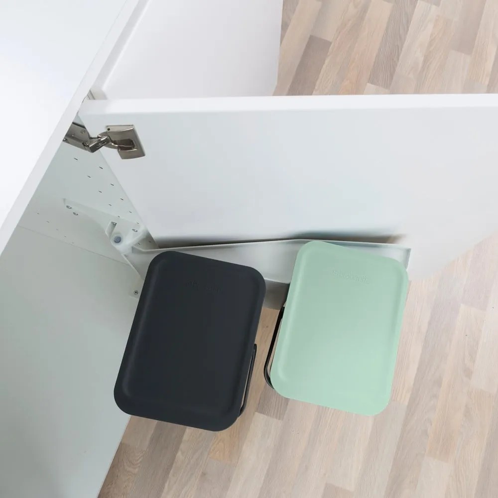 Miętowo-ciemnoszary plastikowy kosz na śmieci do segregacji odpadów do zabudowy 24 l Sort &amp; Go – Brabantia