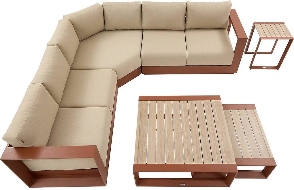 Narożny zestaw aluminiowy dla 5 osób MADRID NEW (terakotowy)