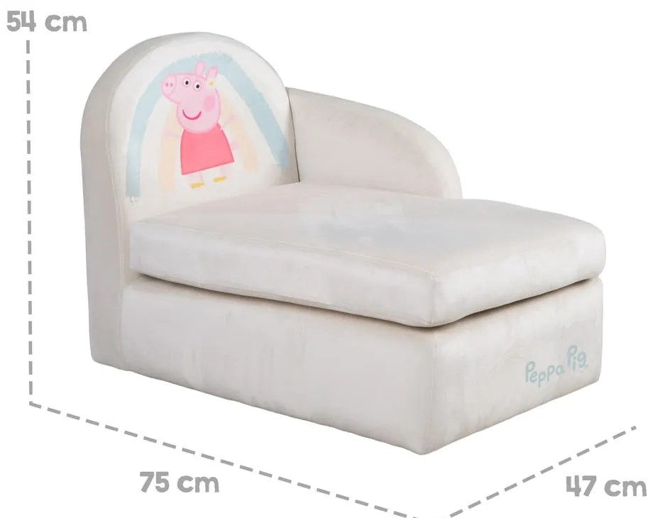 Biała aksamitna sofa dla dzieci 75 cm Peppa Pig – Roba