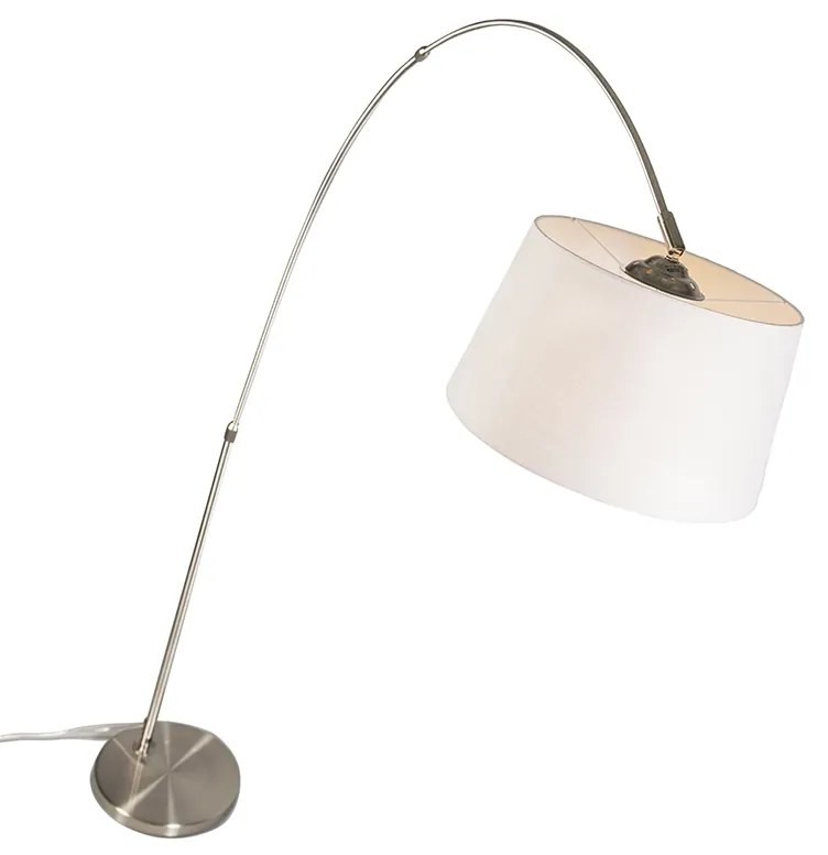 Luk Nowoczesna lampa podłogowa łukowa stalowa z białym abażurem z tkaniny - Arc Basic Nowoczesny Oswietlenie wewnetrzne