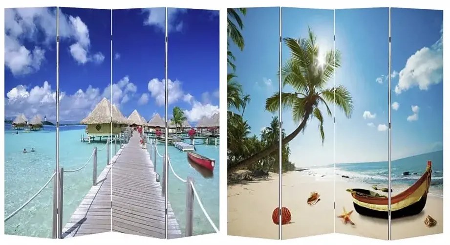 Wewnętrzny parawan z nadrukiem plaży - Folken 4X 160 x 170 cm