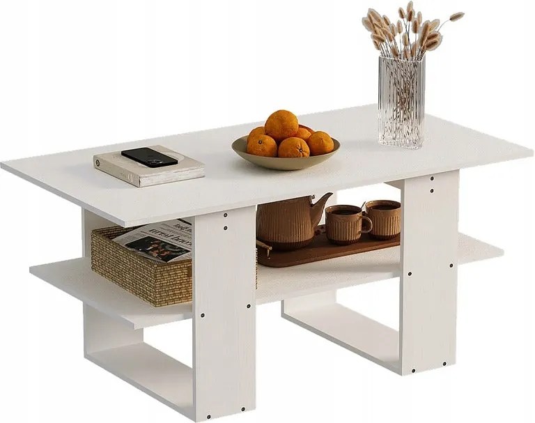 Stolik ława kawowy nowoczesny z półką, 120 cm