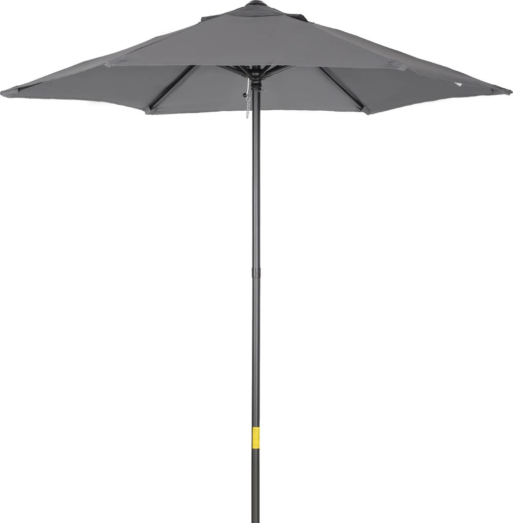 Outsunny Parasol Ø196 cm, Parasol z Funkcją Połamania, Sześciokątny Parasol Balkonowy dla Plaży i Ogrodu, Ciemnoszary