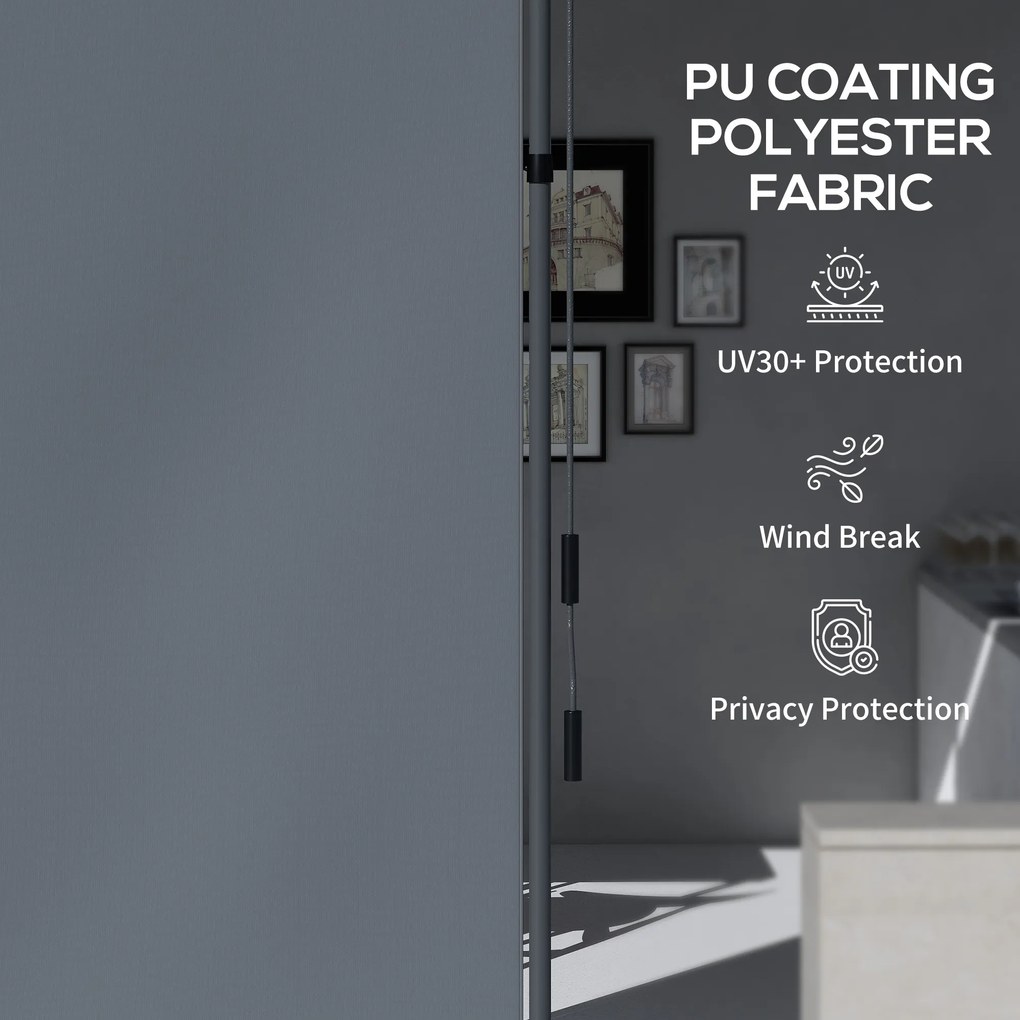 Outsunny Wolnostojąca Markiza, Regulowana Długość, Montaż Bez Wiercenia, Rama z Aluminium, 1,5 x 2,2-3,1 m, Ciemnoszary