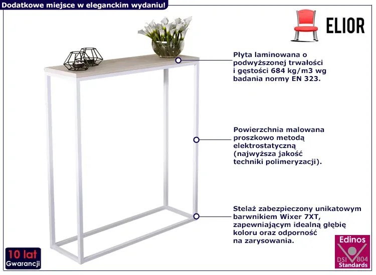 Konsola z metalowym stelażem biały + dąb sonoma - Carello 8X