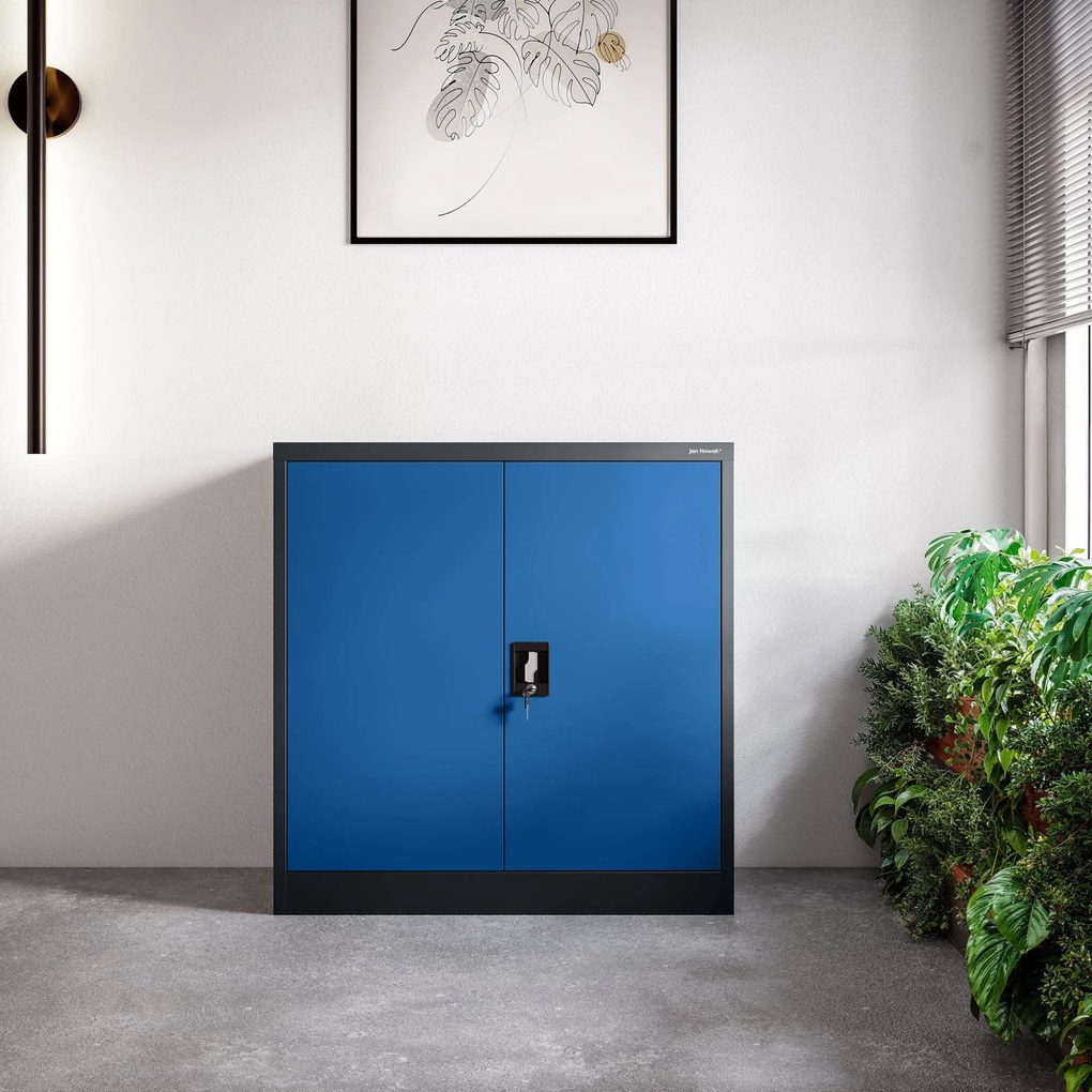 Szafka metalowa na klucz garażowa BEATA, 900 x 930 x 400 mm, antracytowo-niebieska