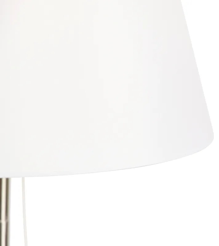 Lampa stojąca ze stali z białym abażurem z tkaniny i regulowanym ramieniem - Ladas Deluxe Nowoczesny Oswietlenie wewnetrzne