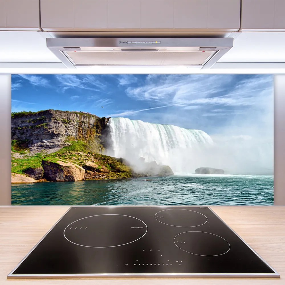 Szkło do Kuchni na Ścianę Kaskada Wody nad Oceanem