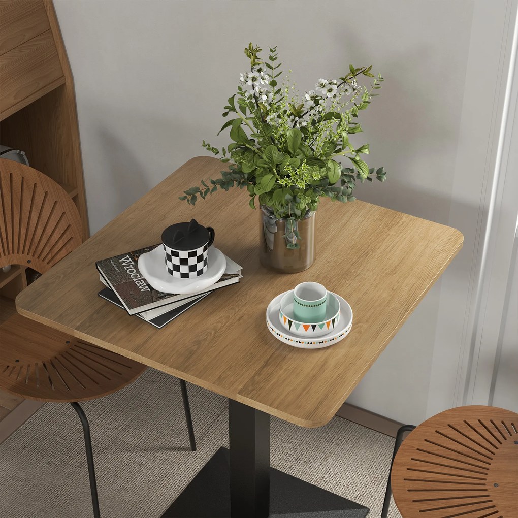 HOMCOM Stół jadalniany Kwadratowy stół kuchenny dla 2 osób z blatem w optyce drewna stalową podstawą 70 x 70 x 75 cm Ciemnobrązowy | Aosom PL