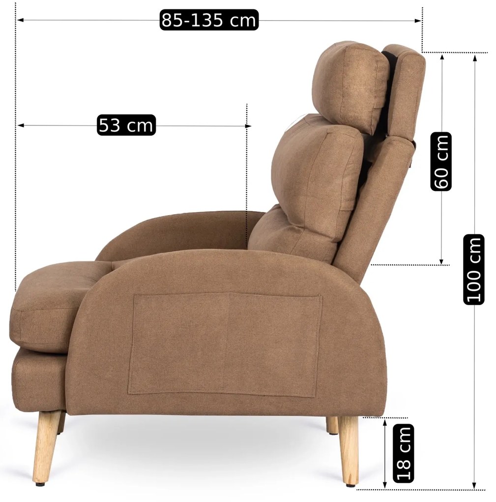 Fotel Wypoczynkowy HENRY z Podnóżkiem Brązowy Nowoczesny Loftowy