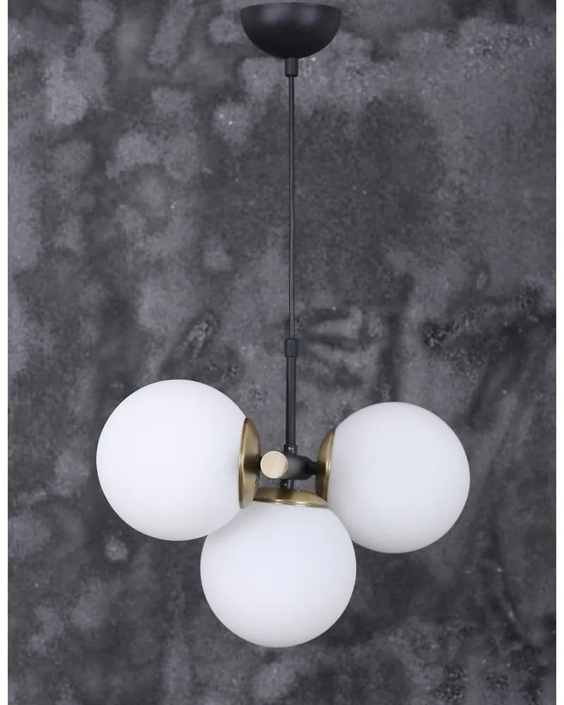 Biało-czarna lampa wisząca ze szklanym kloszem ø 15 cm Cascade – Squid Lighting