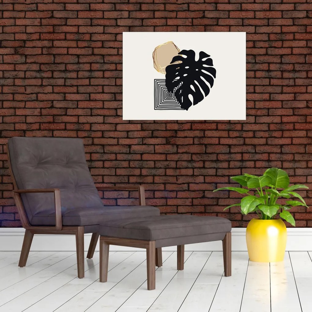 Obraz na szkle - Abstrakcja z tropikalnymi liśćmi N⁰2 (70x50 cm)