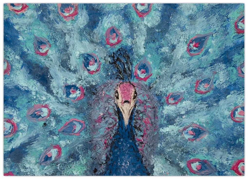Obraz namalowanego pawia (70x50 cm)
