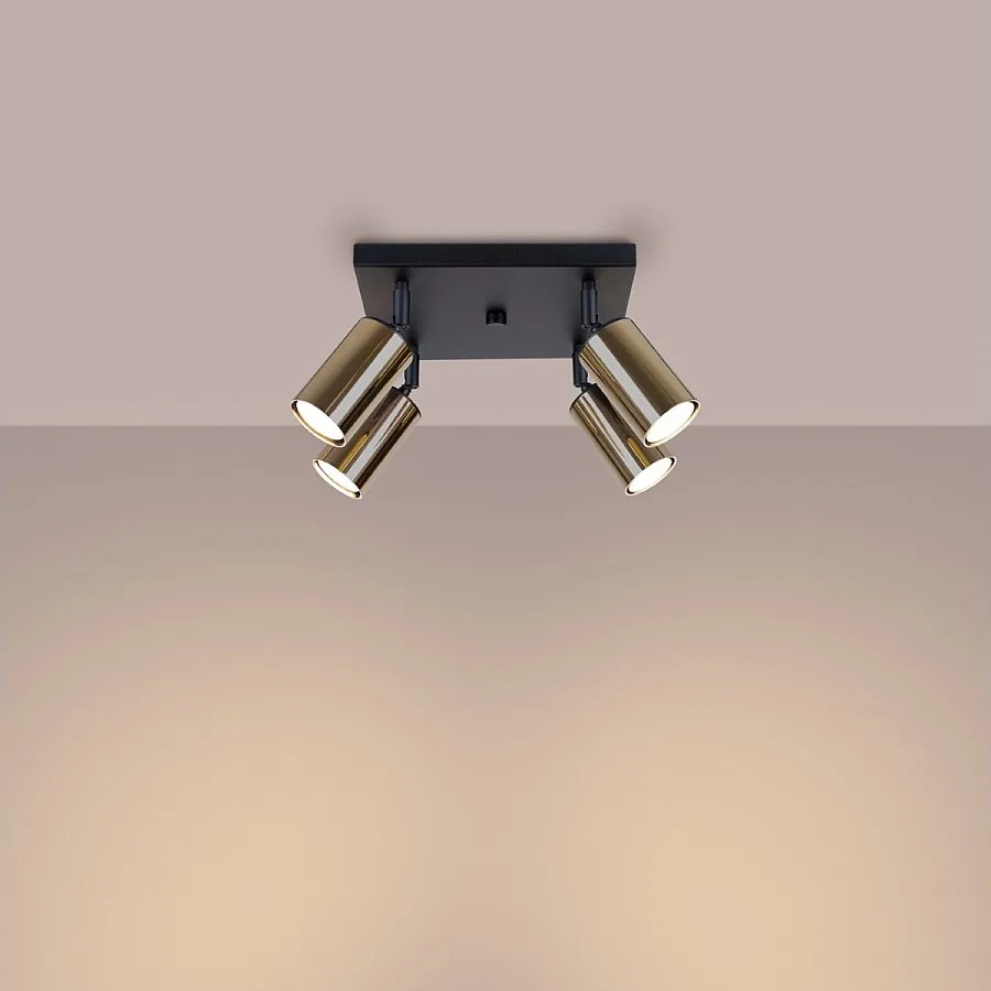 Plafony nowoczesny Glois, stal - 4 źródło światła 3000K - L.25 x H.19 cm - czarny/złoty