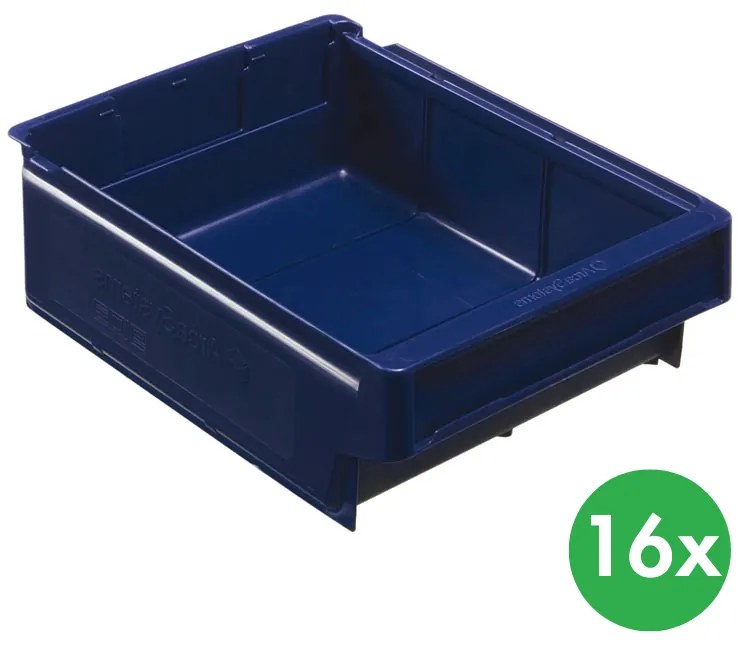 Regałowe pojemniki z tworzywa sztucznego MAX typ D - 230 x 300 x 100 mm, 16 szt.