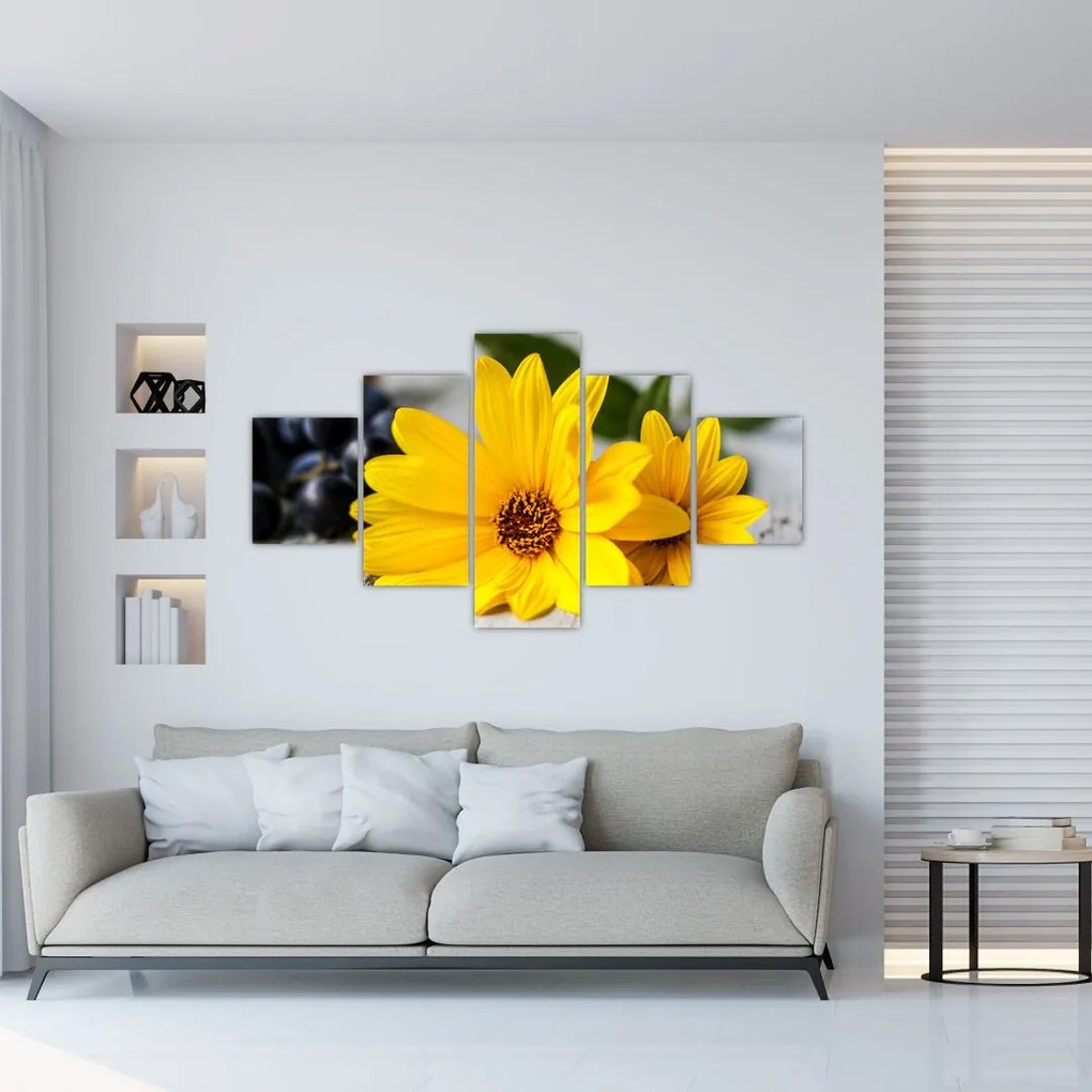 Obraz żółtych kwiatów (125x70 cm)