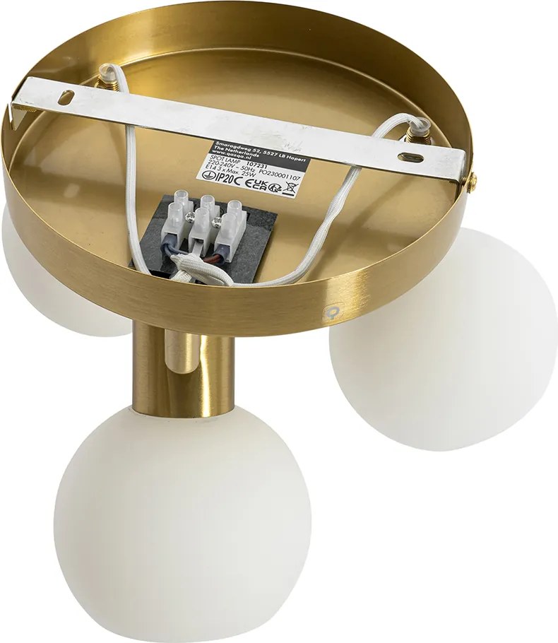 Plafon art deco złoty z opalowym szkłem 3-punktowy regulowany - Anouk