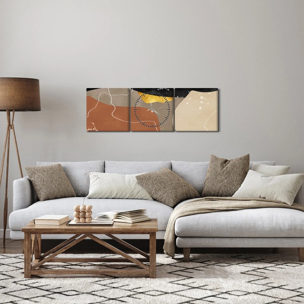 Obraz - Abstrakcja (z zegarem) (90x30 cm)