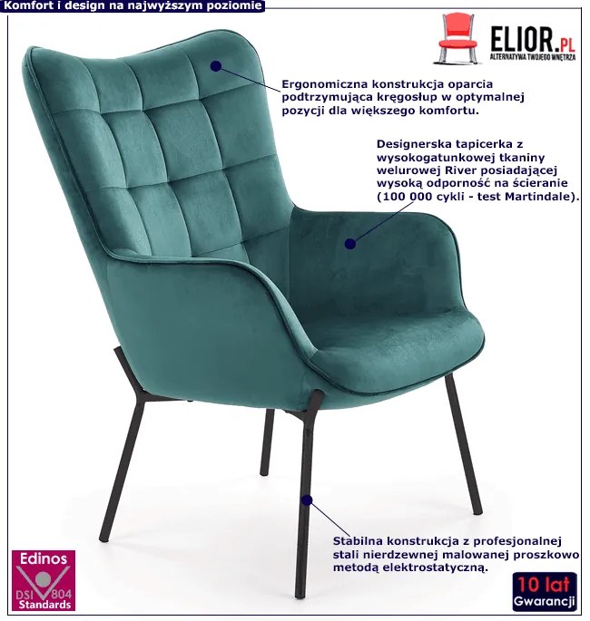 Ciemnozielony fotel wypoczynkowy G1-M06