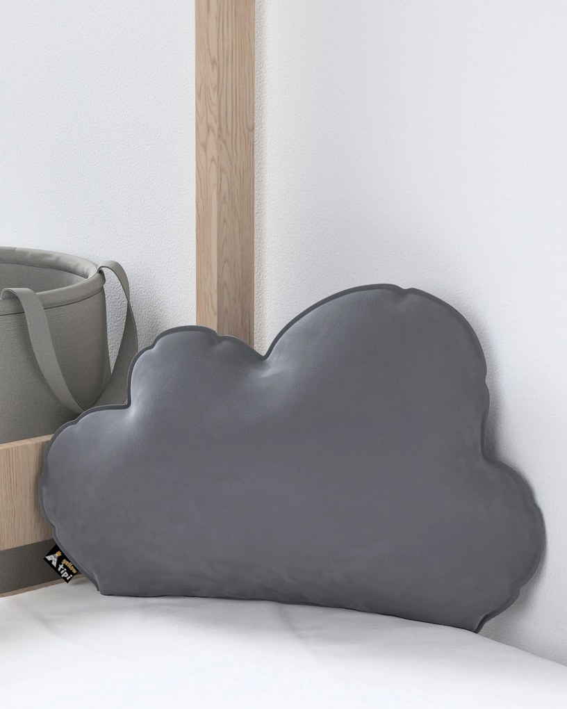 Poduszka Soft Cloud kolor szary tkanina połyskliwa, welwetowa