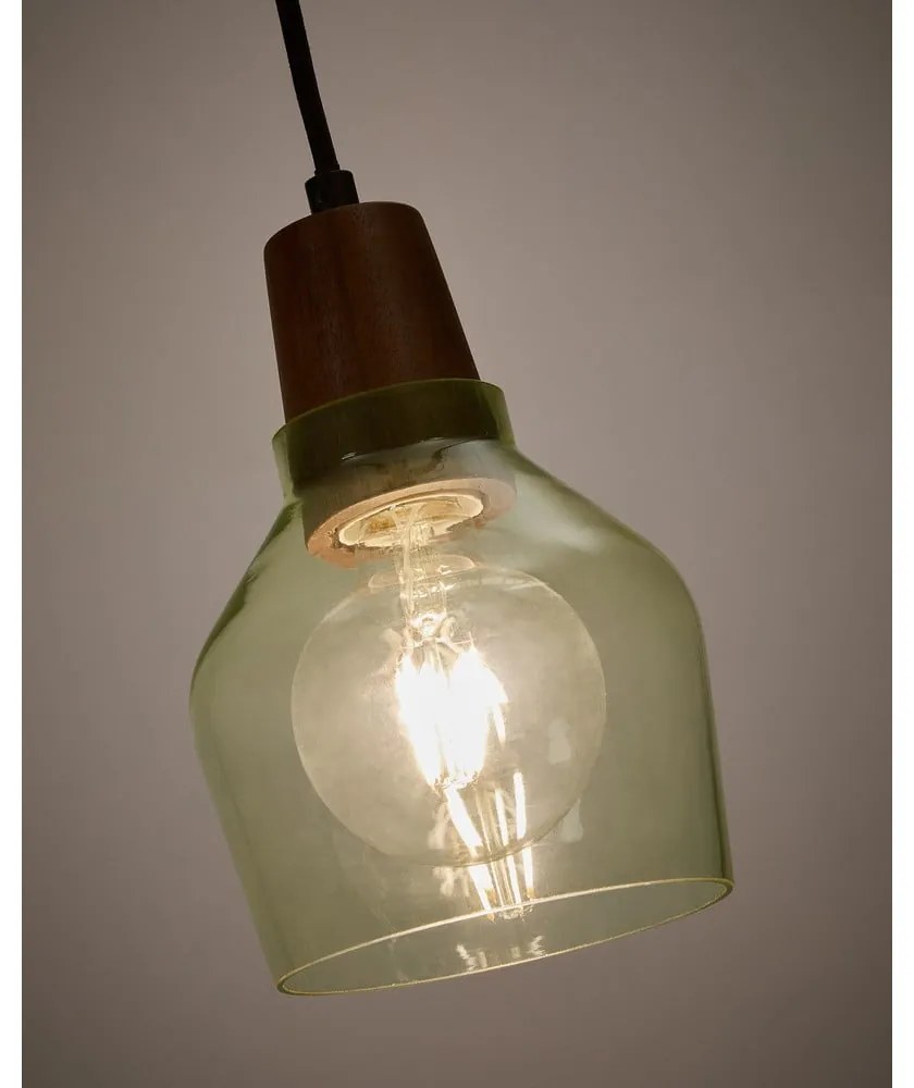 Zielona/w ciemnym naturalnym kolorze lampa wisząca ze szklanym kloszem ø 13,5 cm Silex – Kave Home