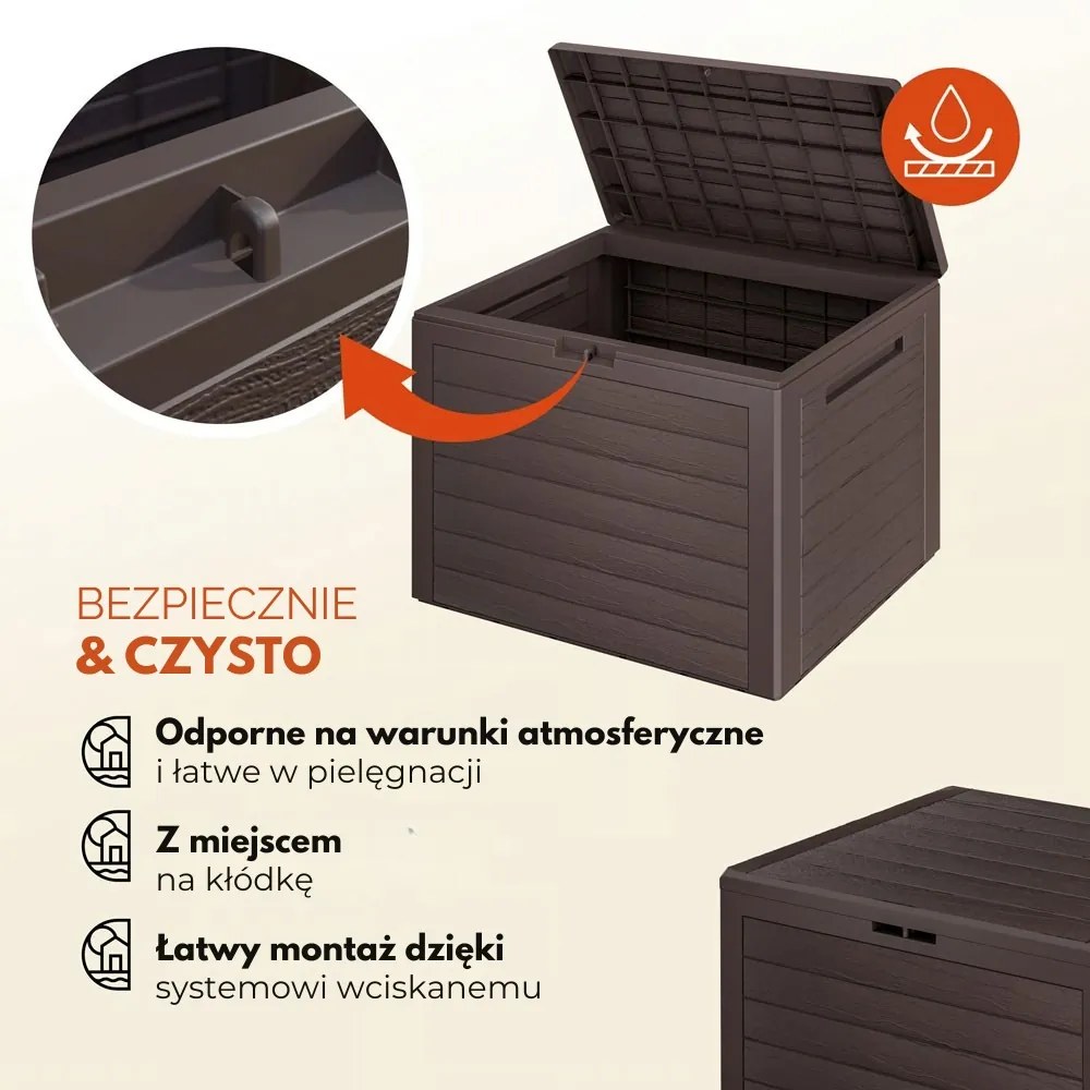 Pojemnik do przechowywania WOODEBOX, 190L, 78x44x55cm, ciemny brąz Prosperplast