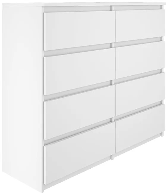 Komoda BASIC 8 szuflad – Biała | 120x97x40 cm