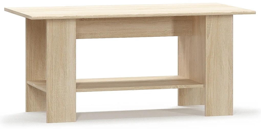 Ława z Półką Drewniana do Salonu DEW 120 cm Dąb sonoma Nowoczesna