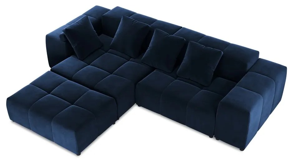 Niebieski aksamitny narożnik (róg zmienny) Rome Velvet – Cosmopolitan Design