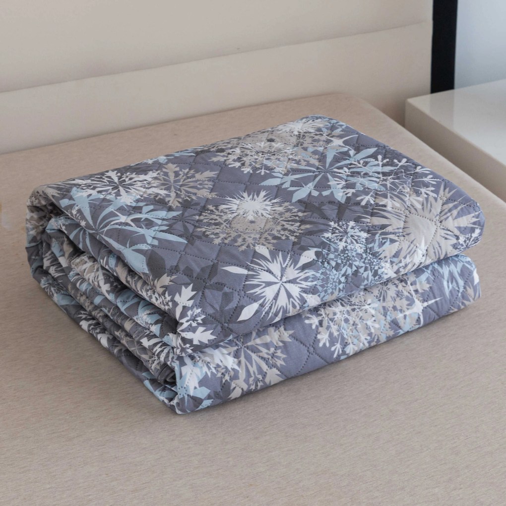 Narzuta na łóżko SNOWFLAKE, niebiesko-szary Rozmiar: 170 x 210 cm