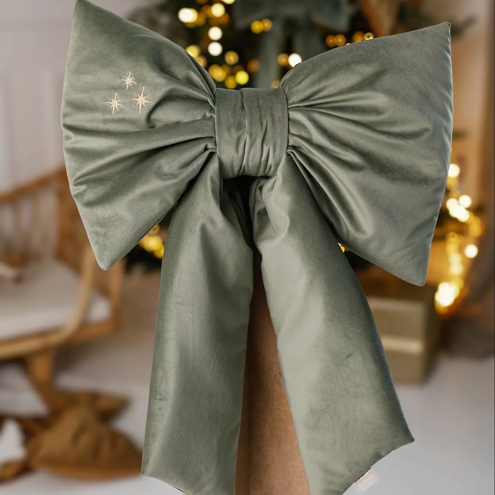 Szałwiowa Kokarda świąteczna welwetowa L