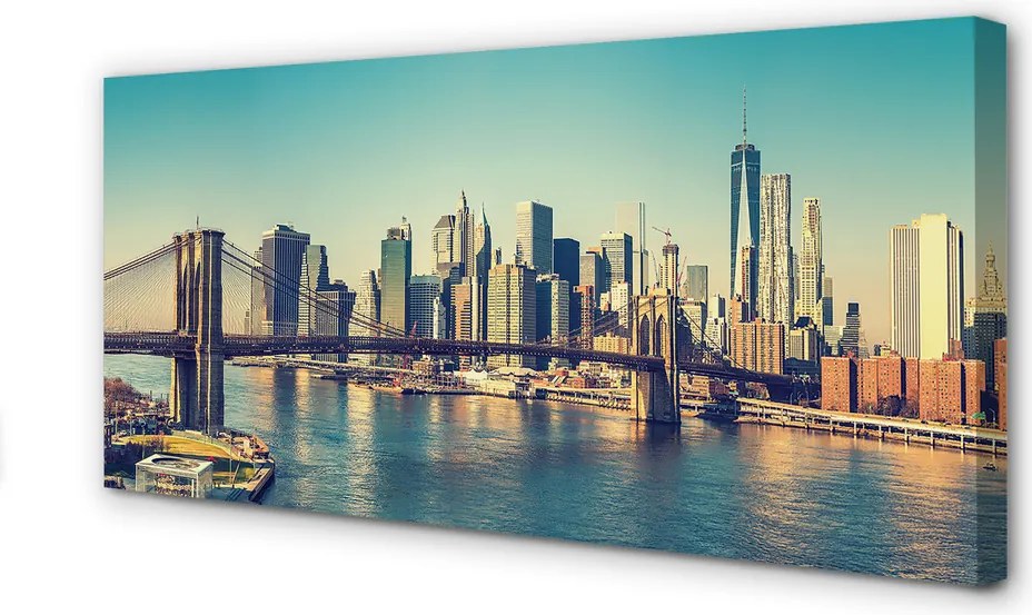 Fotoobraz na płótnie Rzeczna Panorama z Mostem