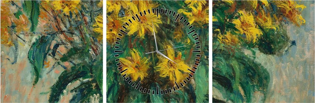 Obraz - Claude Monet, Jerusalem Artichoke Flowers, reprodukcje (z zegarem) (90x30 cm)