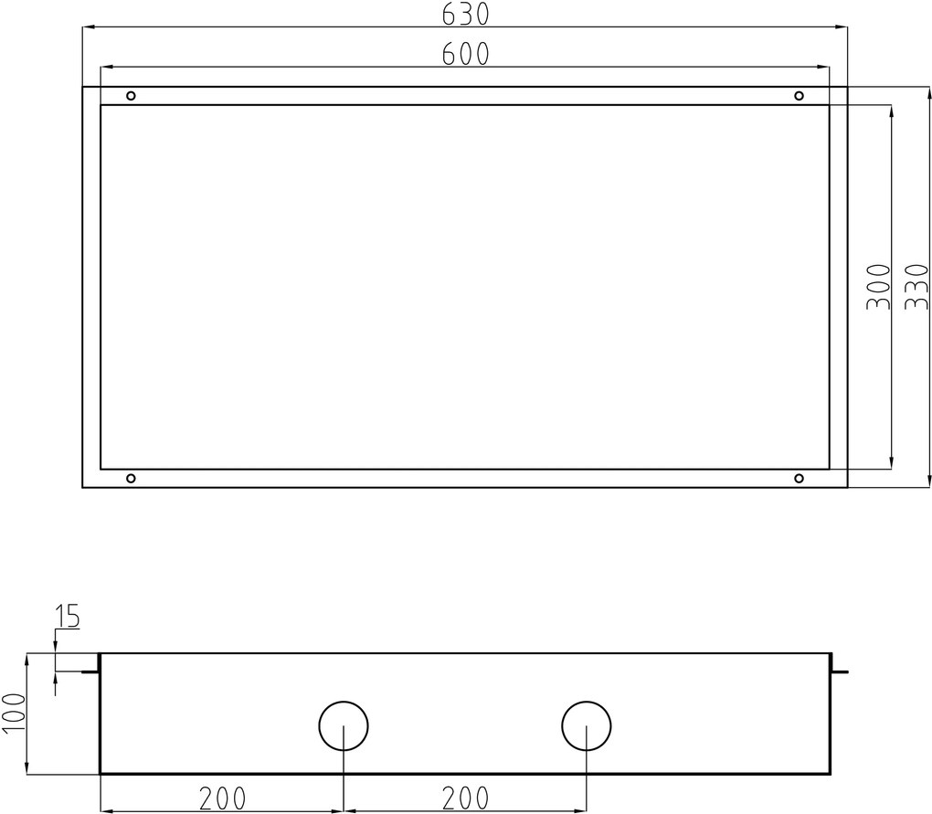 Półka wnękowa ze stali nierdzewnej NT306010XBezramkowa z reflektorem LED - 30 x 60 x 10 cm