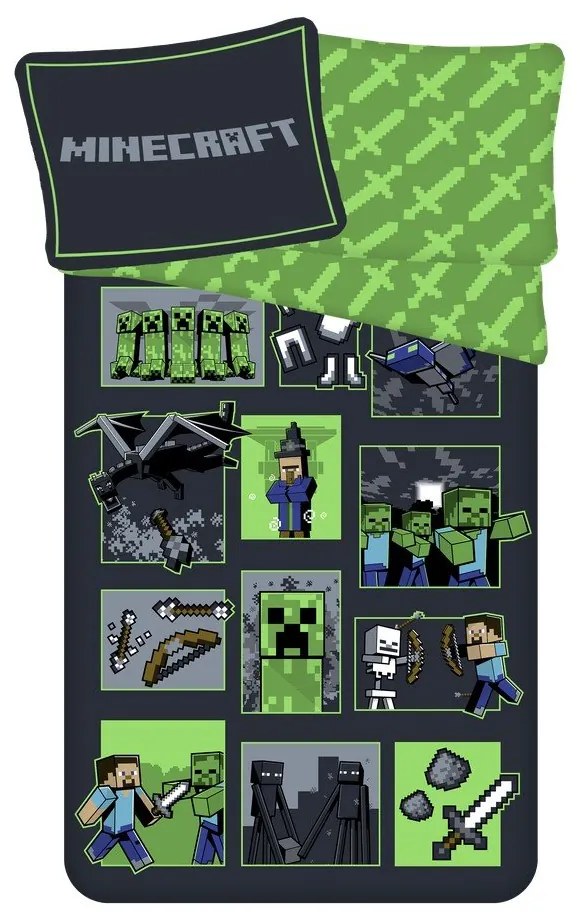 Bawełniana dziecięca pościel jednoosobowa 140x200 cm Minecraft Survival Mode – Jerry Fabrics