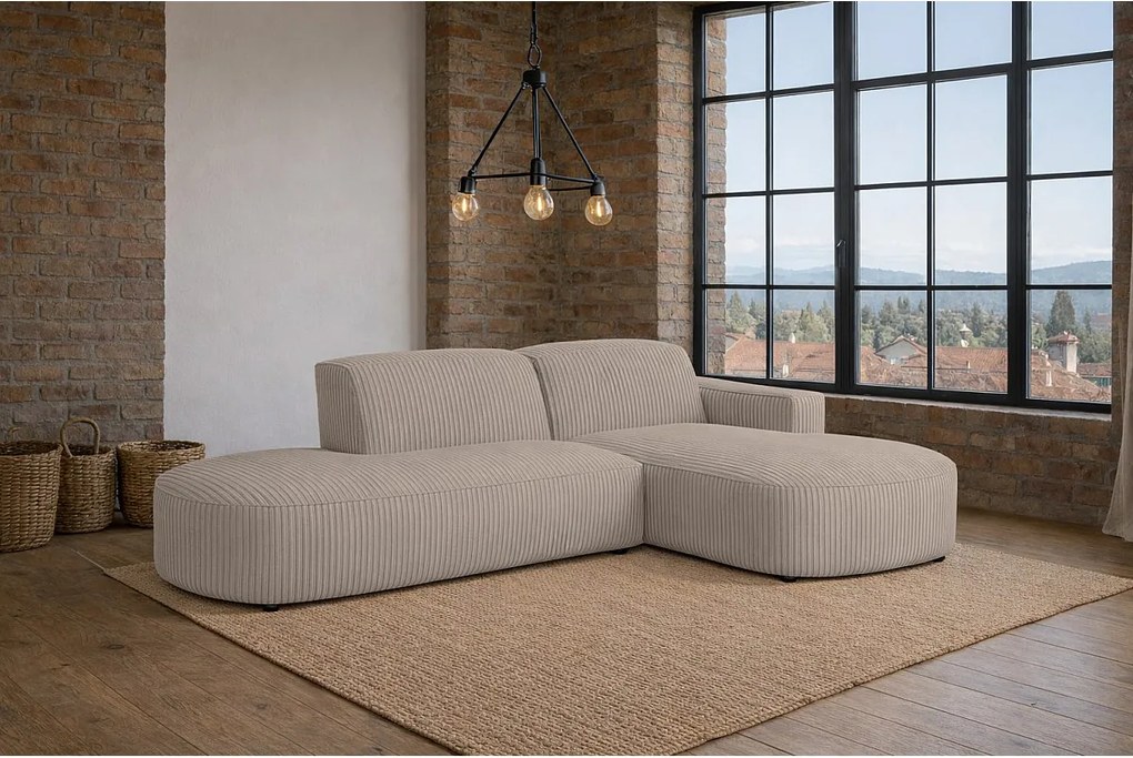 Narożnik Cursal Atelier, tkanina Poso, Ciemnobeżowy, Prawy