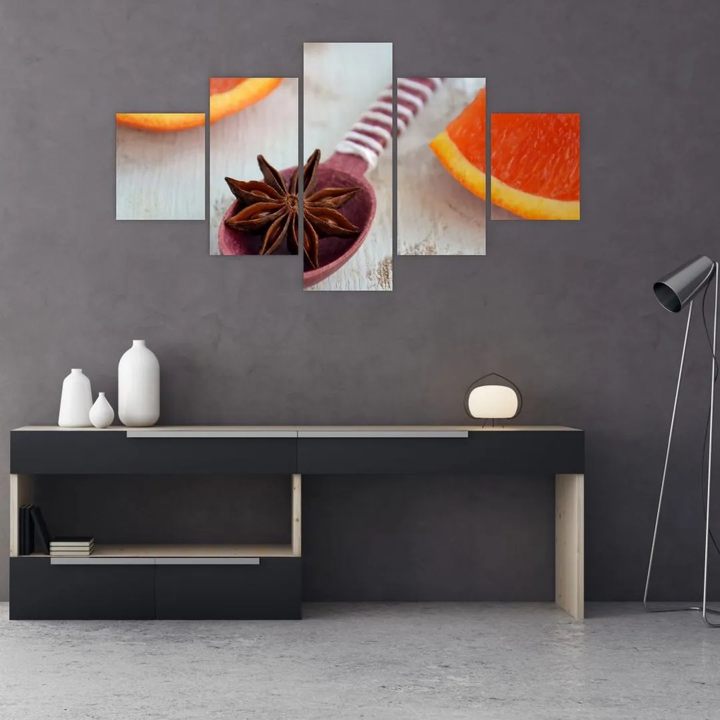 Obraz cynamonu na łyżce (125x70 cm)