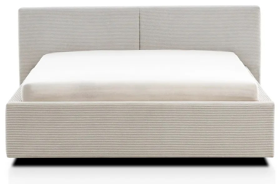 Beżowe tapicerowane łóżko dwuosobowe ze schowkiem ze stelażem 140x200 cm Cube – Meise Möbel