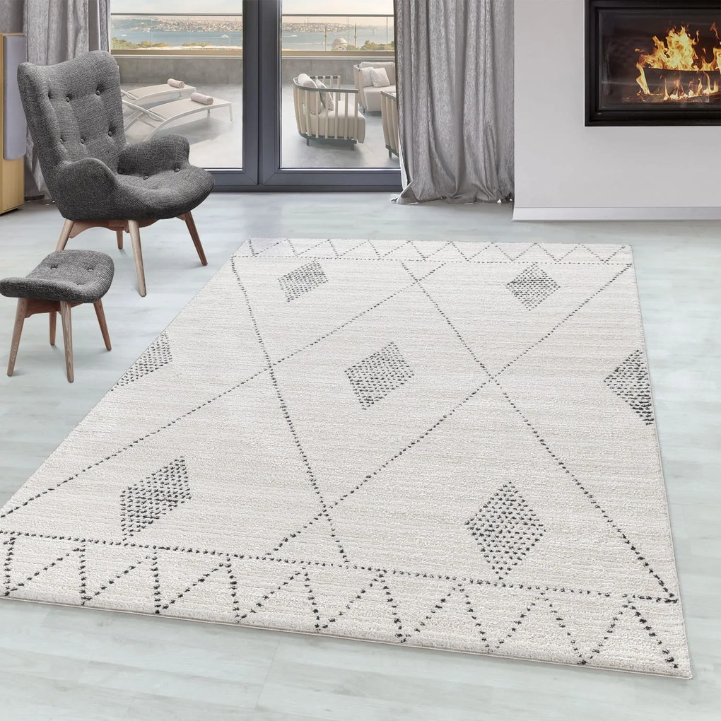 Dywan poliestrowy Berber ornament kremowy 200 cm x 290 cm