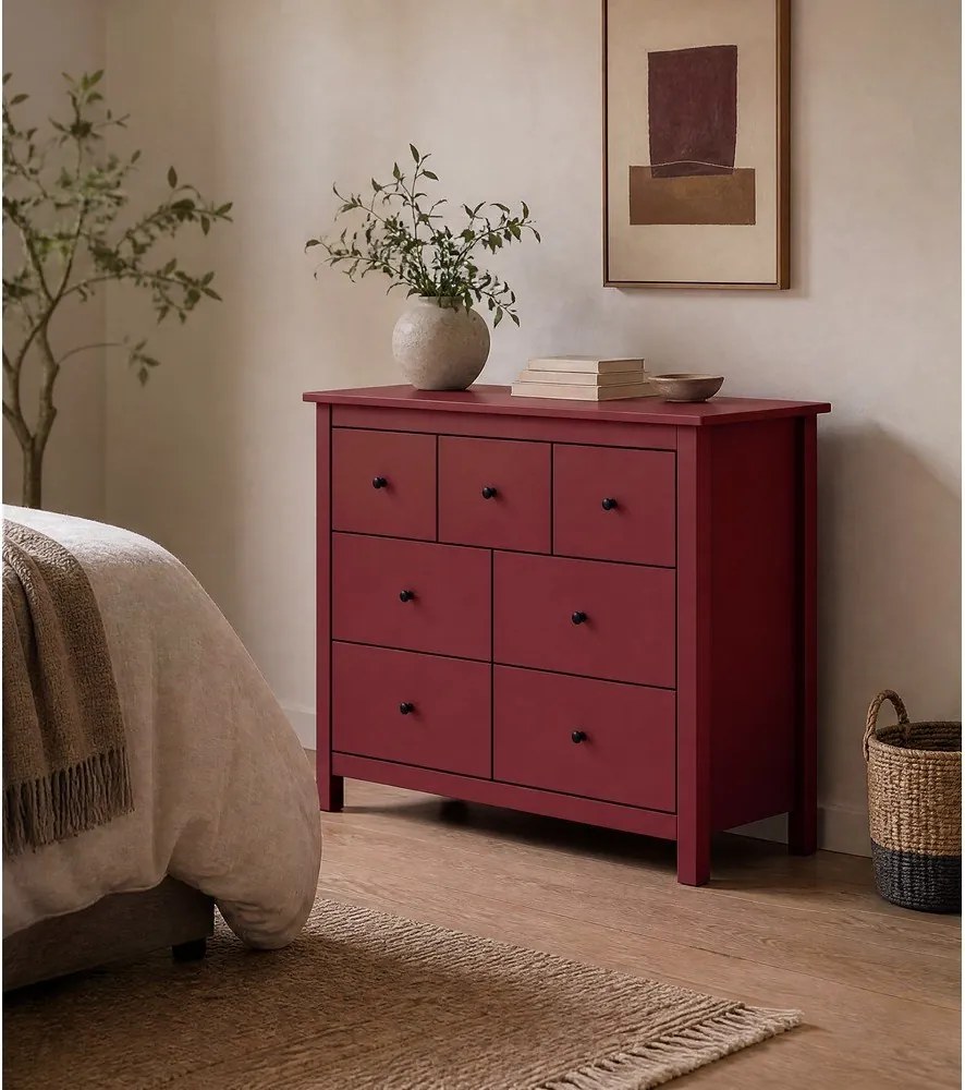 Czerwona niska komoda z drewna sosnowego 110x80 cm Misti – Marckeric