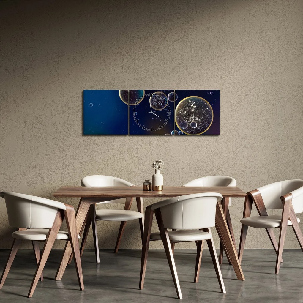 Obraz bąbelków (z zegarem) (90x30 cm)