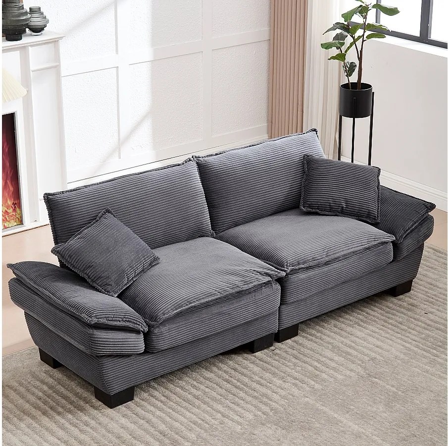 Nowoczesna sofa dwuosobowa - 224 x 81 x 81 cm - z kołdrą - do sypialni i biura - aksamitna - szara